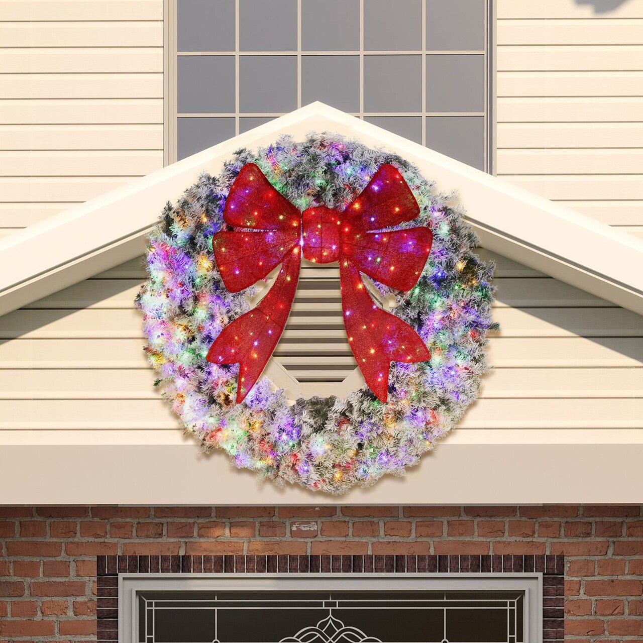 Edge Collections - 60"vx 7.9" - Red - Illuminated Holiday Wreath with Customizable Lights - 1 Piece